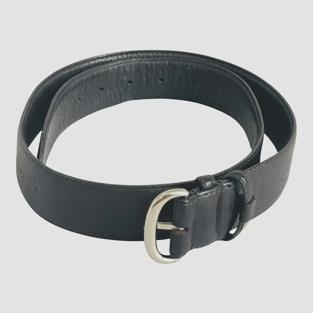 Cole Haan Women's Dark Brown Leather Belt Silver Buckle Size S VG